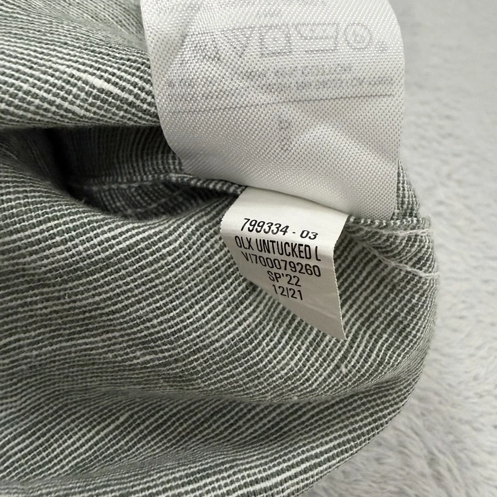 Banana Republic Shirt Men Small Green Check Linen Band Collar Button Up Untucked